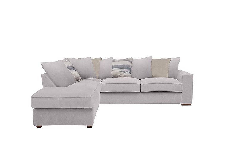 Cory Fabric Left Hand Facing Corner Chaise Scatter Back Sofa Bed - Cosmo Silver & Taupe Pack