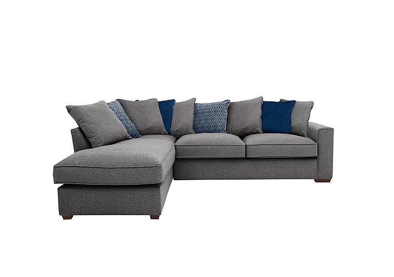Cory Fabric Left Hand Facing Corner Chaise Scatter Back Sofa Bed - Dallas Charcoal & Blue Pack