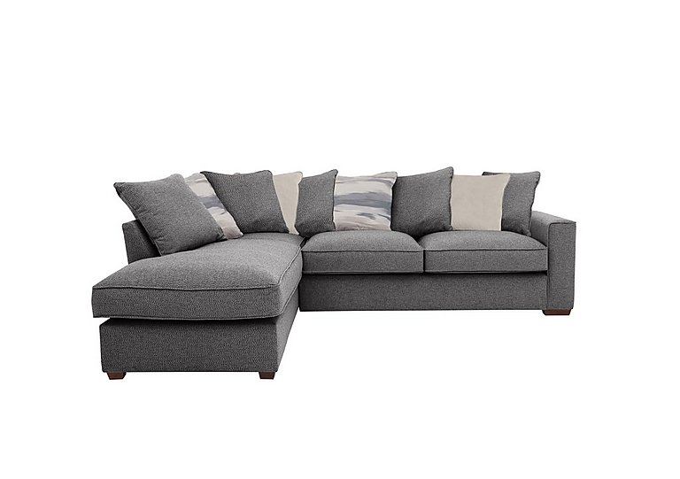 Cory Fabric Left Hand Facing Corner Chaise Scatter Back Sofa Bed - Dallas Charcoal & Cream Pack