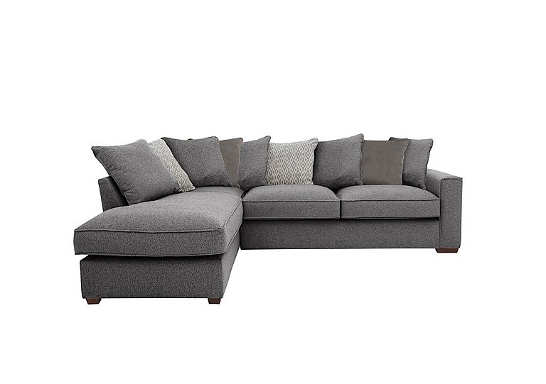 Cory Fabric Left Hand Facing Corner Chaise Scatter Back Sofa Bed - Dallas Charcoal & Grey Pack