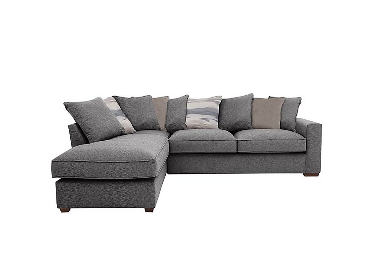 Cory Fabric Left Hand Facing Corner Chaise Scatter Back Sofa Bed - Dallas Charcoal & Natural Pack