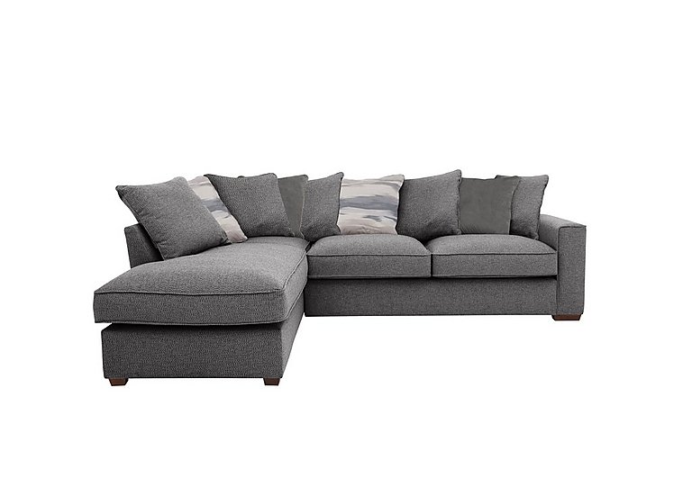 Cory Fabric Left Hand Facing Corner Chaise Scatter Back Sofa Bed - Dallas Charcoal & Slate Pack