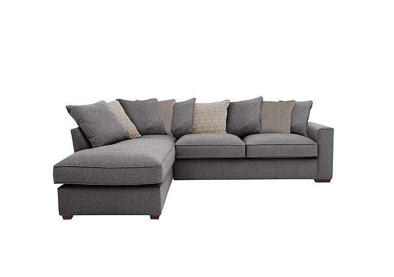Cory Fabric Left Hand Facing Corner Chaise Scatter Back Sofa Bed - Dallas Charcoal & Stone Pack