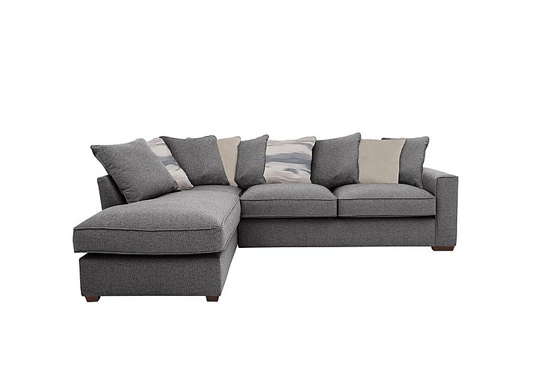 Cory Fabric Left Hand Facing Corner Chaise Scatter Back Sofa Bed - Dallas Charcoal & Taupe Pack