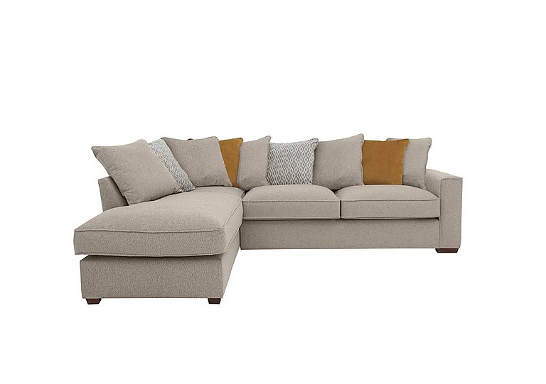 Cory Fabric Left Hand Facing Corner Chaise Scatter Back Sofa Bed - Dallas Natural & Mustard Pack