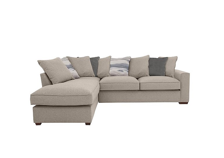 Cory Fabric Left Hand Facing Corner Chaise Scatter Back Sofa Bed - Dallas Natural & Slate Pack