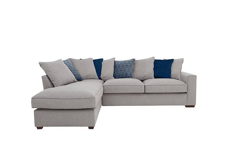 Cory Fabric Left Hand Facing Corner Chaise Scatter Back Sofa Bed - Dallas Silver & Blue Pack