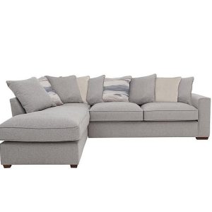 Cory Fabric Left Hand Facing Corner Chaise Scatter Back Sofa Bed  Dallas Silver  Cream Pack | Bed Sava