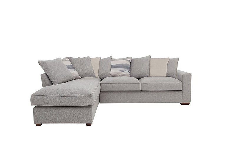 Cory Fabric Left Hand Facing Corner Chaise Scatter Back Sofa Bed - Dallas Silver & Cream Pack