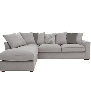 Cory Fabric Left Hand Facing Corner Chaise Scatter Back Sofa Bed  Dallas Silver  Grey Pack | Bed Sava