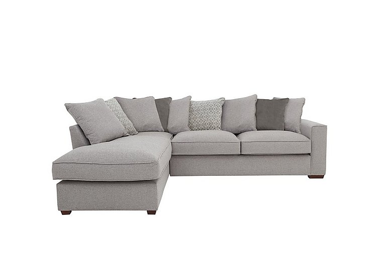 Cory Fabric Left Hand Facing Corner Chaise Scatter Back Sofa Bed - Dallas Silver & Grey Pack