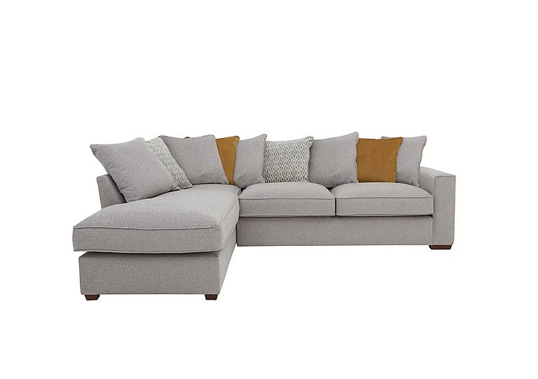 Cory Fabric Left Hand Facing Corner Chaise Scatter Back Sofa Bed - Dallas Silver & Mustard Pack