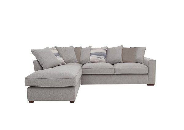 Cory Fabric Left Hand Facing Corner Chaise Scatter Back Sofa Bed  Dallas Silver  Natural Pack | Bed Sava