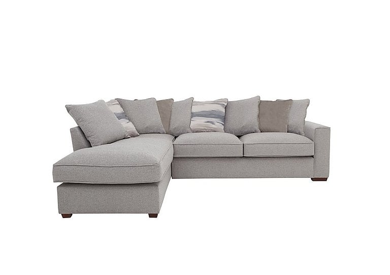 Cory Fabric Left Hand Facing Corner Chaise Scatter Back Sofa Bed - Dallas Silver & Natural Pack