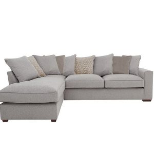 Cory Fabric Left Hand Facing Corner Chaise Scatter Back Sofa Bed  Dallas Silver  Stone Pack | Bed Sava