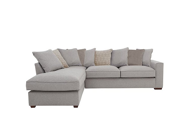 Cory Fabric Left Hand Facing Corner Chaise Scatter Back Sofa Bed - Dallas Silver & Stone Pack