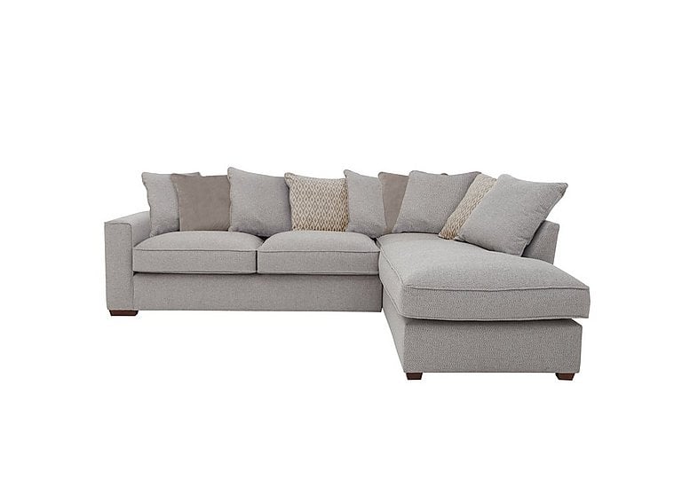 Cory Fabric Right Hand Facing Corner Chaise Scatter Back Sofa Bed - Dallas Silver & Stone Pack