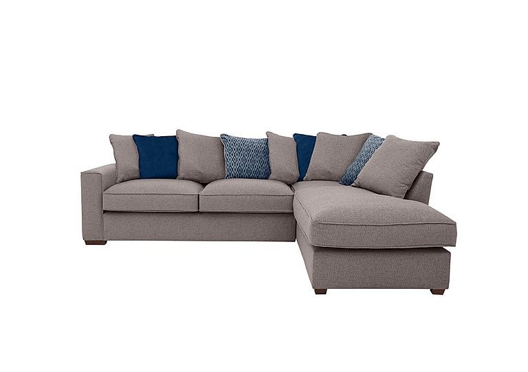 Cory Fabric Right Hand Facing Corner Chaise Scatter Back Sofa Bed - Dallas Taupe & Blue Pack