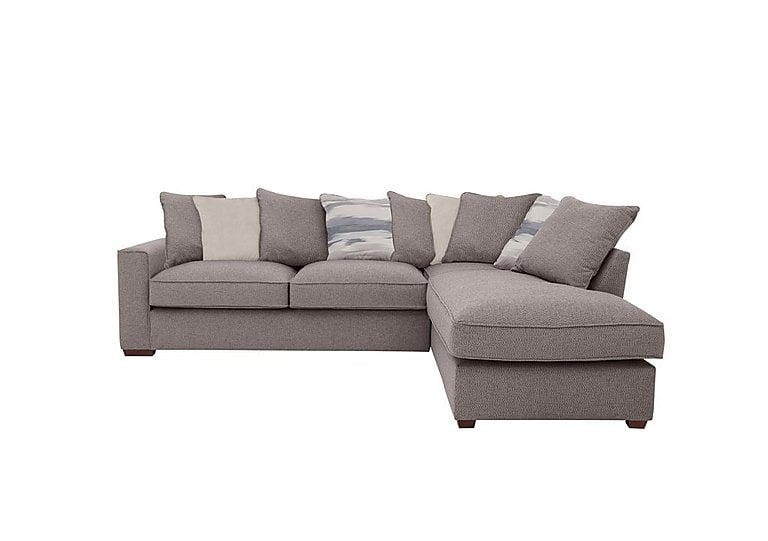 Cory Fabric Right Hand Facing Corner Chaise Scatter Back Sofa Bed - Dallas Taupe & Cream Pack