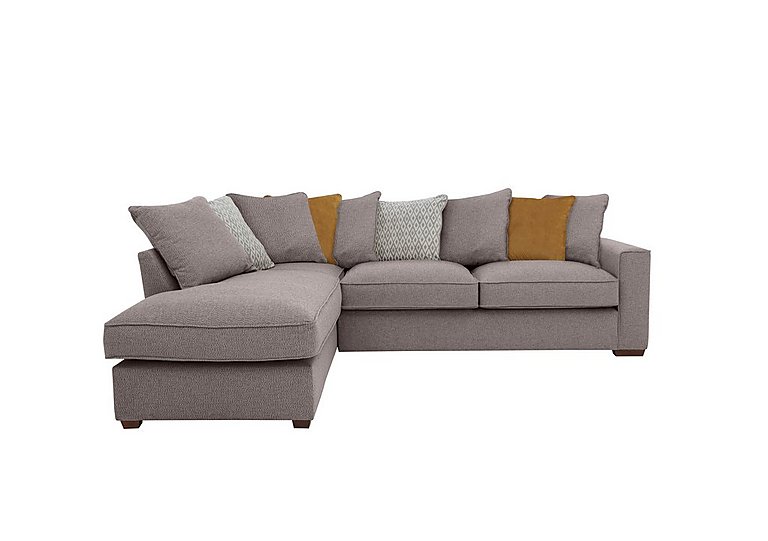 Cory Fabric Left Hand Facing Corner Chaise Scatter Back Sofa Bed - Dallas Taupe & Mustard Pack