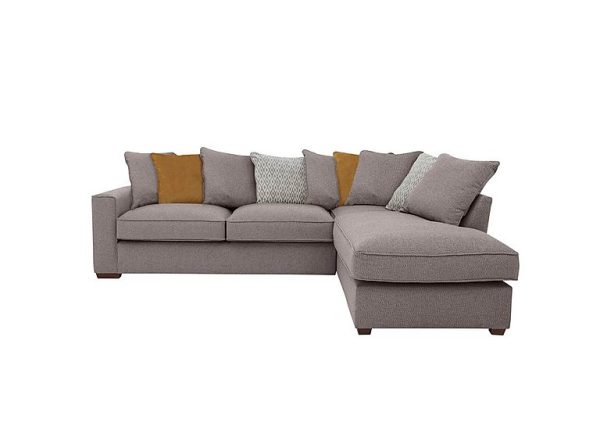 Cory Fabric Right Hand Facing Corner Chaise Scatter Back Sofa Bed  Dallas Taupe  Mustard Pack | Bed Sava