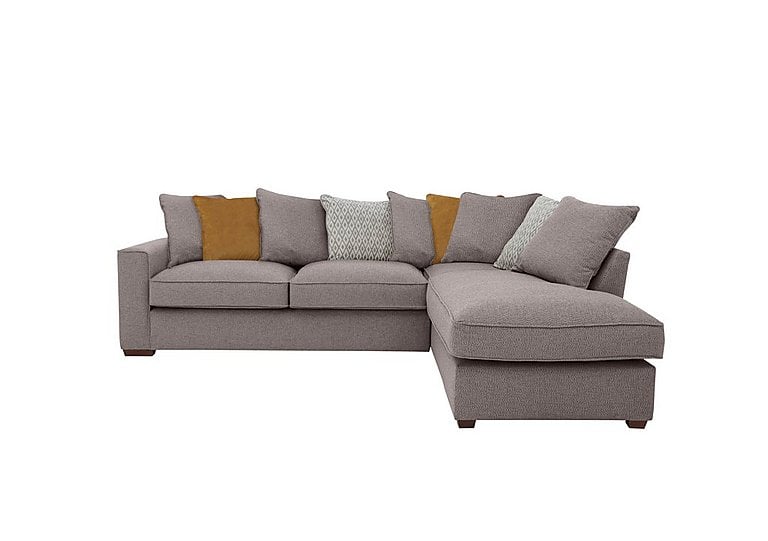 Cory Fabric Right Hand Facing Corner Chaise Scatter Back Sofa Bed - Dallas Taupe & Mustard Pack