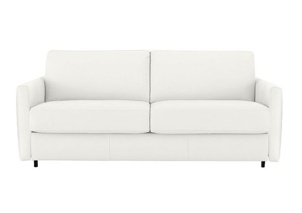 Nicoletti  Alcova 2 Seater Leather Sofa Bed with Box Arms  Torello Bianco Puro | Bed Sava