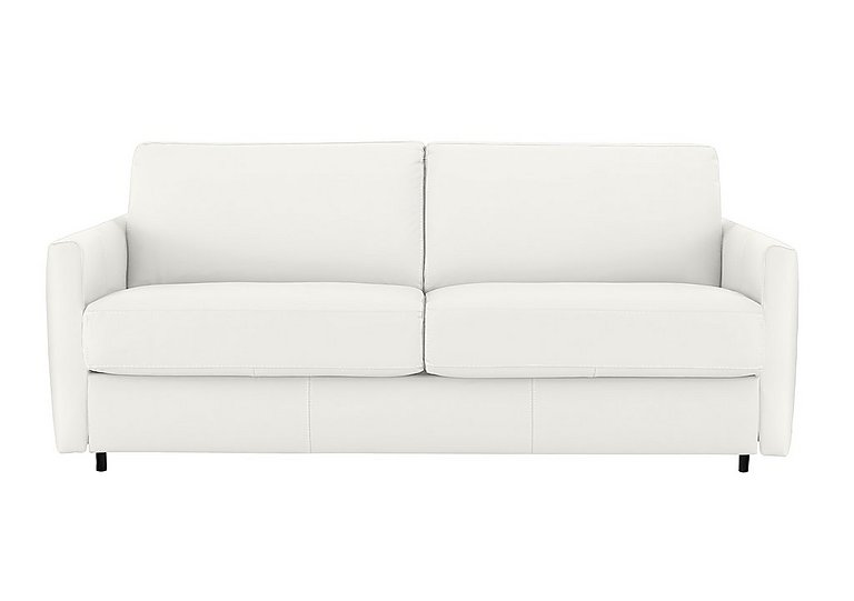 Nicoletti - Alcova 3 Seater Leather Sofa Bed with Slim Arms - Torello Bianco Puro