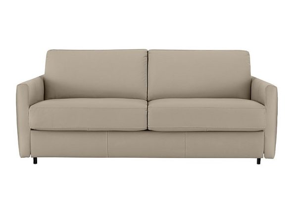 Nicoletti  Alcova 3 Seater Leather Sofa Bed with Slim Arms  Torello Fango | Bed Sava