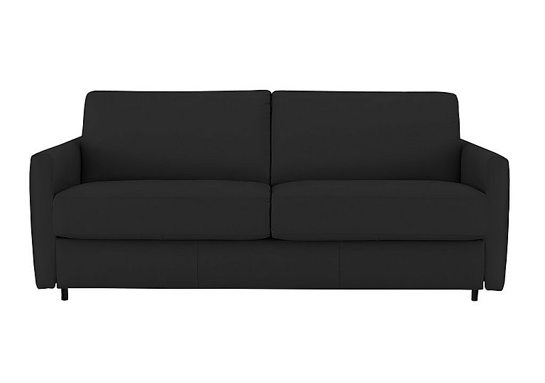 Nicoletti - Alcova 3 Seater Leather Sofa Bed with Slim Arms - Torello Nero