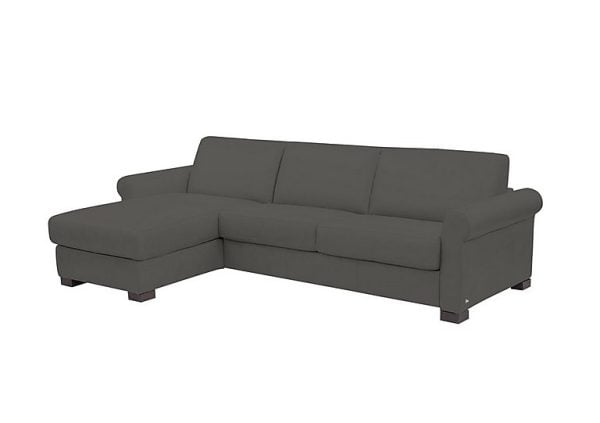 Nicoletti  Alcova 3 Seater Leather Sofa Bed and Storage Left Hand Facing Chaise with Scroll Arms  Botero Grigio | Bed Sava