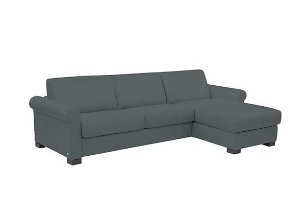 Nicoletti  Alcova 3 Seater Leather Sofa Bed and Storage Right Hand Facing Chaise with Scroll Arms  Botero Ottanio | Bed Sava