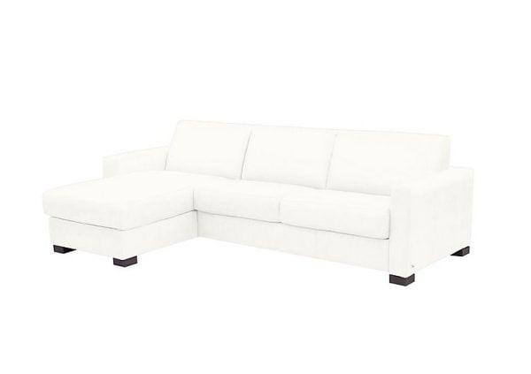 Nicoletti  Alcova 3 Seater Leather Sofa Bed with Storage Left Hand Facing Chaise and Box Arms  Botero Bianco | Bed Sava