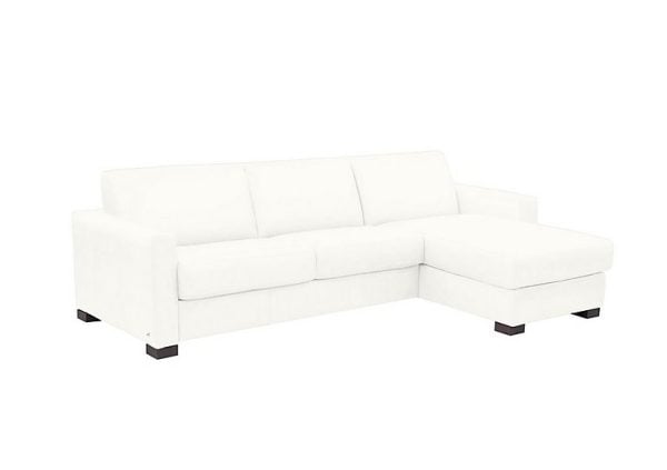 Nicoletti  Alcova 3 Seater Leather Sofa Bed with Storage Right Hand Facing Chaise and Box Arms  Botero Bianco | Bed Sava