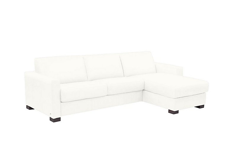 Nicoletti - Alcova 3 Seater Leather Sofa Bed with Storage Right Hand Facing Chaise and Box Arms - Botero Bianco