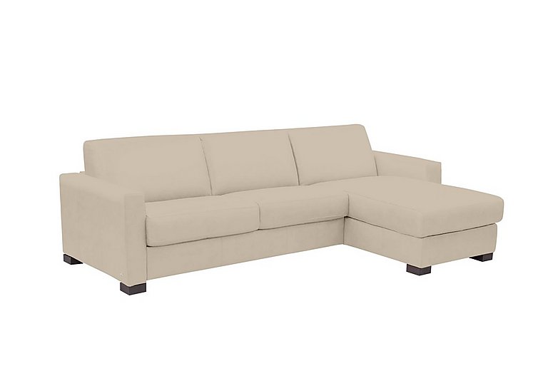 Nicoletti - Alcova 3 Seater Leather Sofa Bed with Storage Right Hand Facing Chaise and Box Arms - Botera Crema