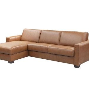 Nicoletti  Alcova 3 Seater Leather Sofa Bed with Storage Left Hand Facing Chaise and Box Arms  Botero Cuoio | Bed Sava