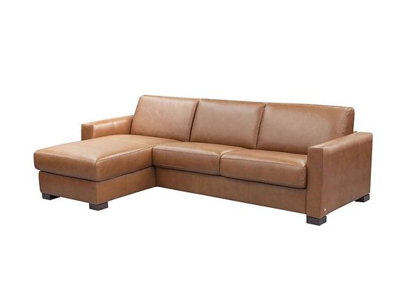 Nicoletti  Alcova 3 Seater Leather Sofa Bed with Storage Left Hand Facing Chaise and Box Arms  Botero Cuoio | Bed Sava