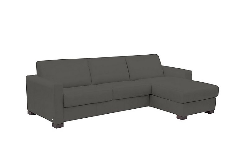 Nicoletti - Alcova 3 Seater Leather Sofa Bed with Storage Right Hand Facing Chaise and Box Arms - Botero Grigio