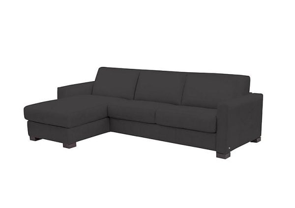 Nicoletti  Alcova 3 Seater Leather Sofa Bed with Storage Left Hand Facing Chaise and Box Arms  Botero Nero | Bed Sava