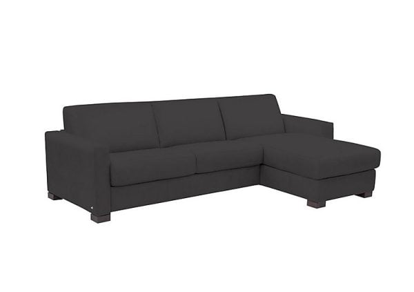 Nicoletti  Alcova 3 Seater Leather Sofa Bed with Storage Right Hand Facing Chaise and Box Arms  Botero Nero | Bed Sava