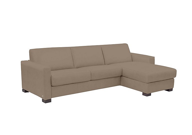 Nicoletti - Alcova 3 Seater Leather Sofa Bed with Storage Right Hand Facing Chaise and Box Arms - Botero Taupe