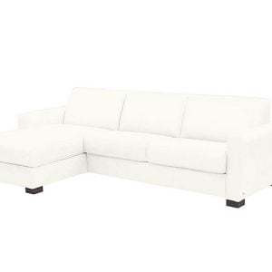 Nicoletti  Alcova 3 Seater Leather Sofa Bed with Storage Left Hand Facing Chaise and Box Arms  Torello Bianco Puro | Bed Sava