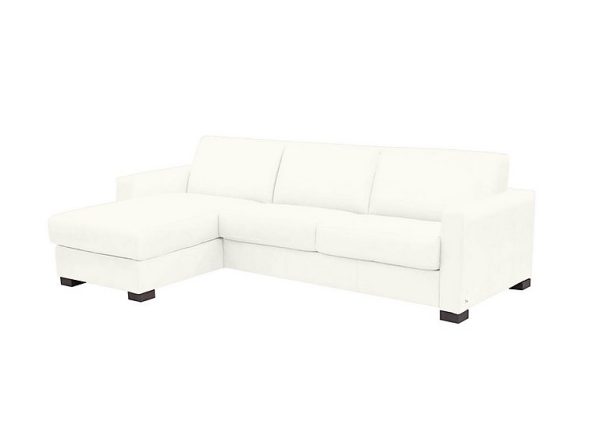 Nicoletti  Alcova 3 Seater Leather Sofa Bed with Storage Left Hand Facing Chaise and Box Arms  Torello Bianco Puro | Bed Sava