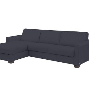 Nicoletti  Alcova 3 Seater Leather Sofa Bed with Storage Left Hand Facing Chaise and Box Arms  Torello Blu | Bed Sava