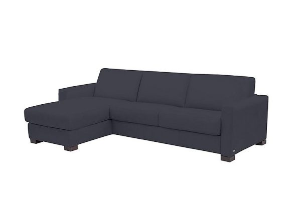 Nicoletti  Alcova 3 Seater Leather Sofa Bed with Storage Left Hand Facing Chaise and Box Arms  Torello Blu | Bed Sava