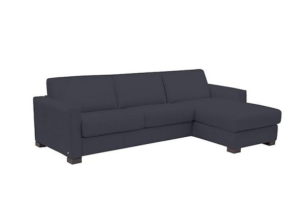 Nicoletti  Alcova 3 Seater Leather Sofa Bed with Storage Right Hand Facing Chaise and Box Arms  Torello Blu | Bed Sava