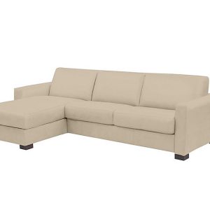Nicoletti  Alcova 3 Seater Leather Sofa Bed with Storage Left Hand Facing Chaise and Box Arms  Torello Fango | Bed Sava