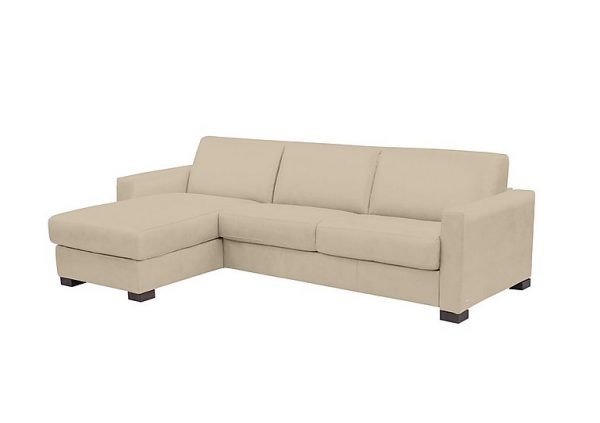 Nicoletti  Alcova 3 Seater Leather Sofa Bed with Storage Left Hand Facing Chaise and Box Arms  Torello Fango | Bed Sava
