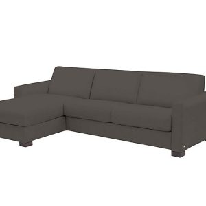 Nicoletti  Alcova 3 Seater Leather Sofa Bed with Storage Left Hand Facing Chaise and Box Arms  Torello Grigio Scuro | Bed Sava
